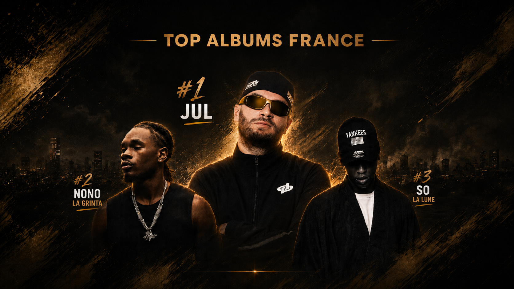 Top albums France: Jul #1 pour la 2ème semaine d&rsquo;affilée avec 10 000 ventes, Nono La Grinta #2, So La Lune #3